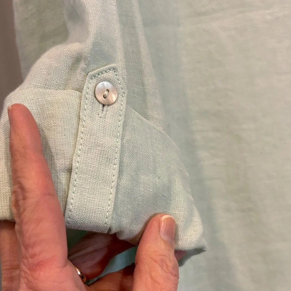 Sigrid Olsen Pale Green Linen Top, M - Picture 6 of 7